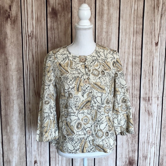 J. Jill Jackets & Blazers - J. Jill Floral Cream/Brown/Tan Jacket Small
